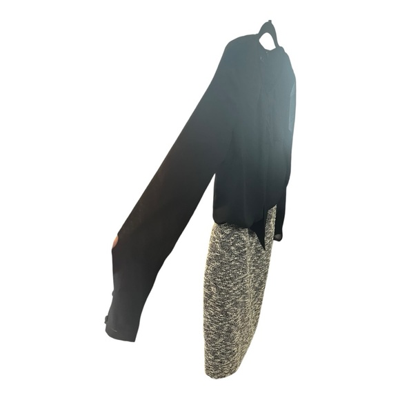 Lafayette 148 New York Black Bow Tie Blouse Tweed Skirt Dress Size 10 - Picture 3 of 12